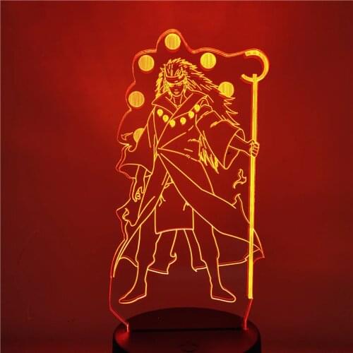 Naruto Rikudo Sennin Uchiha Madara Led Night Light 3D Visual Illusion Light For Child Bedroom Decor Desk Lamp 7 Color Touch Lamp