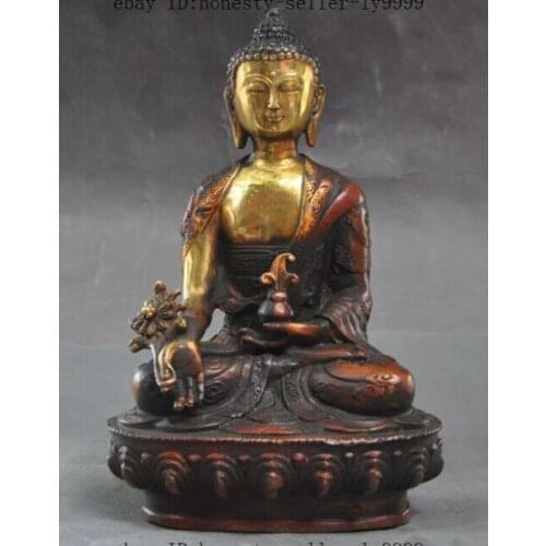 8.27 inch / Elaborate Chinese Old Tibetan Copper Buddhism Bodhisattva Sakyamuni Buddha Statue