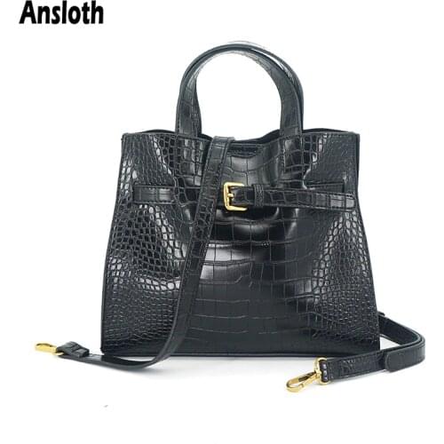 Ansloth Fashion Crocodile Pattern Shoulder Bags Leather Large Capacity Women Handbags Design 2020 New Crossbody Bags Lady HPS999