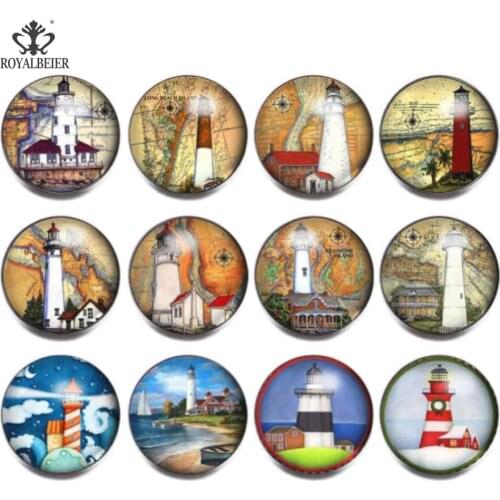 ROYALBEIER 12pcs/lot Mixed Colors Mixed Pattern Glass Snap Buttons For 18mm Snap DIY Making Bracleets Bangles DIY Gift KZ1018