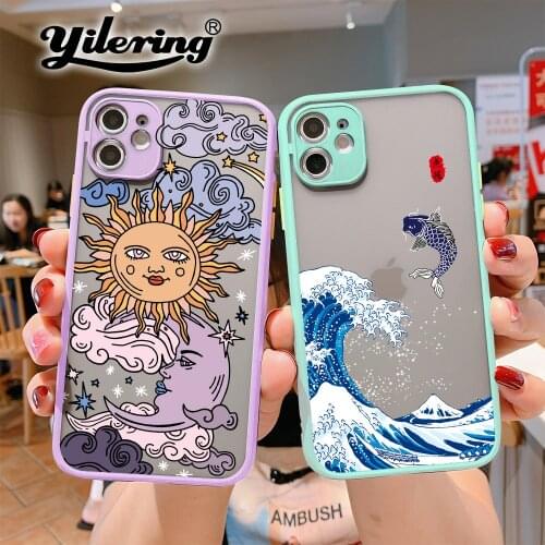 Fashion Wave Matte Art Stars sun moon Phone Case for iPhone 11 12 Pro XS MAX 7 8 Plus SE 2020 12 mini X XR Case Shockproof Cover