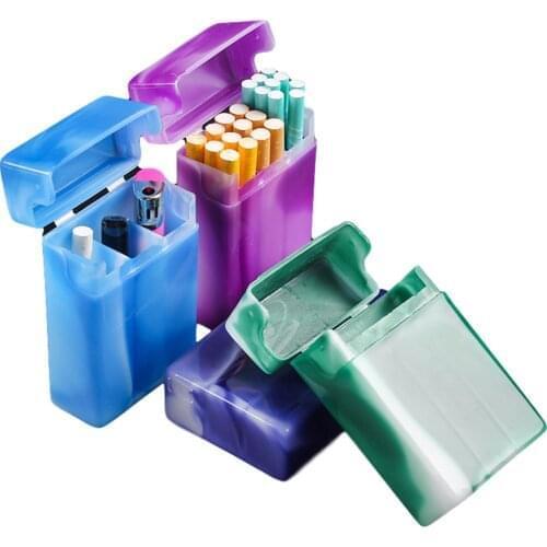 Cigaret Case With 3 Compartments Portable Plastic Cigarette Storage Box Cigarette And Lighting Holder Organizer Random Color