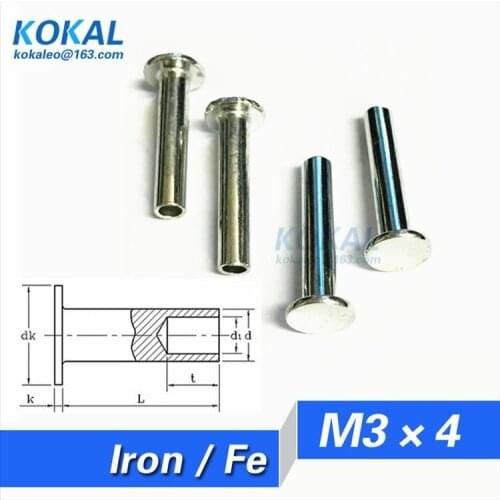 [Fe-M3*4] 100PCS iron steel thin head semitubular rivets M3 series rivets M3*4mm minisize rivets