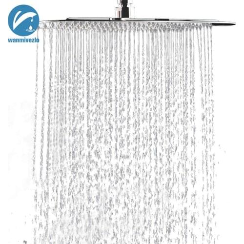 Chrome Ultrathin Showe Head 16" Rainfall Square Chrome Finish Shower Faucet Accessories Single Head Bathroom Shower Head