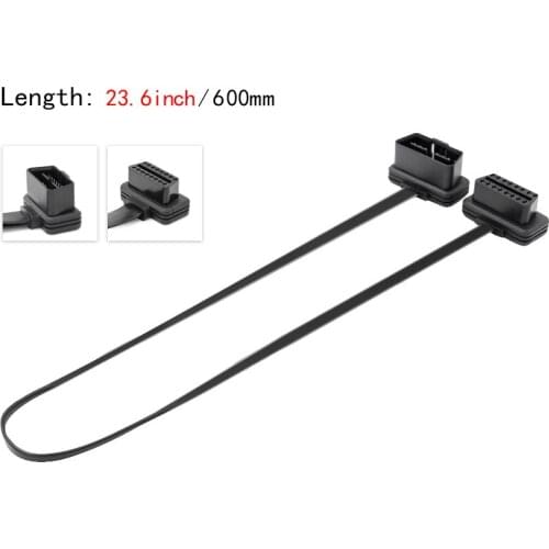 100pcs 60cm OBDII Male to Female OBD2 Connect OBD OBD2 Extension cable OBD2 Noodles Extension Cable With 16Pin