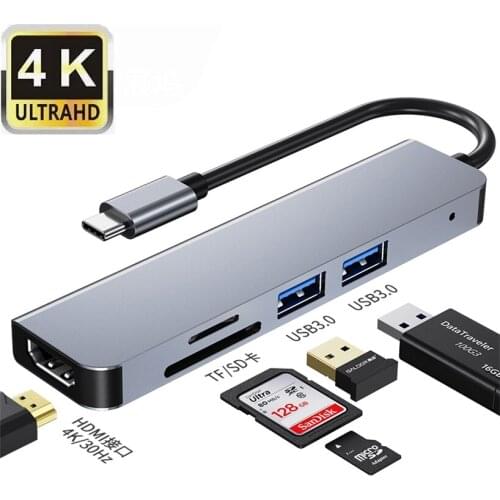 50set Type-c Type C Hub USB C USB3.1 Hub with HDMI 5 in 1 Combo Hub with 2 USB3.0 Ports SD TF Card Reader For Macbook Samsung