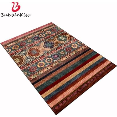 Bubble Kiss Carpets For Living room Fashion Colorful Ethnic style Carpet Colored Crimson Stripe Pattern Rug Bedroom Decor Carpet