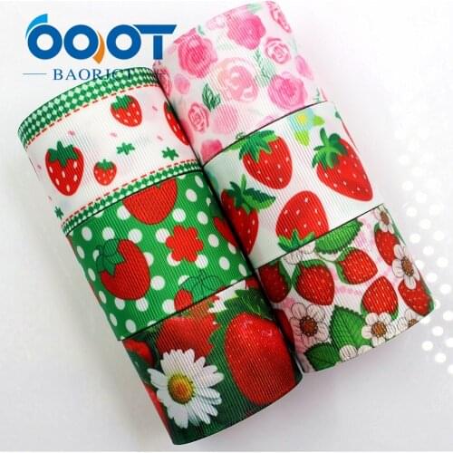 OOOT BAORJCT 183177 38mm 10yards Fruit strawberry Ribbons Thermal transfer Printed grosgrain Wedding Accessories DIY material