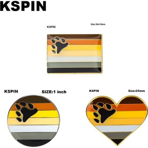 Bear Pride Rainbow Flag Rozet Metal Chapas Metalicas Pins Icon Backpack Brooch for Gift XY0304