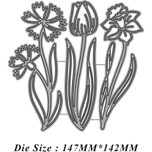 Three Flowers Metal Cutting Dies Cut Die Mold Card Scrapbook Paper Craft Knife Mould Blade Punch Stencils 2021 New