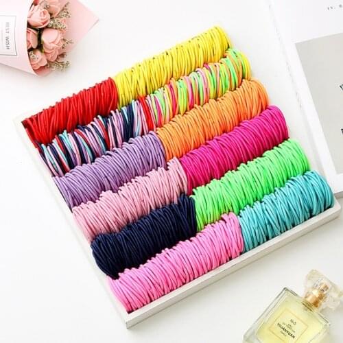 100PCS Girls Cute Candy colors Hair Bands Princess Headwear Kids Elastic Nylon Rubber band Girls Accessories Baby Headdress