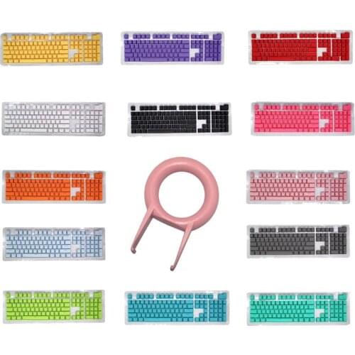 LX9B 104 PBT Thicken Keycap Mechanical Keyboard Installation Keycap Set Solid Color Backlight Keycaps with Key Puller