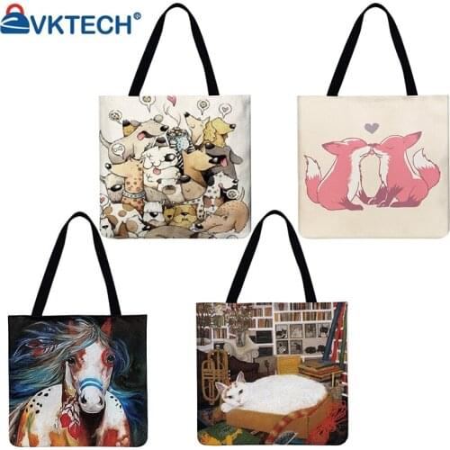 Color horse Printed Shoulder Shopping Bag Casual Ladies Large Capacity Tote Handbags