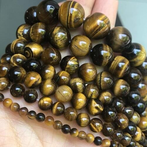 Natural Stone Yellow Tiger Eye Beads Round Loose Spacer Beads For Jewelry Making DIY Bracelet Necklace 15"Inches 4/6/8/10/12mm