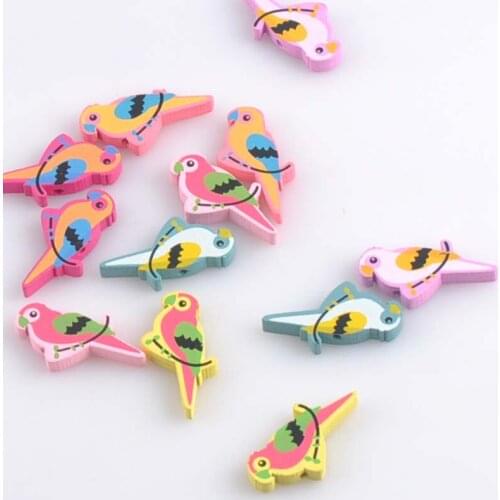 2017 New Mixed Cute Lovely Bird Wooden Spacer Beads For Jewelry making DIY 31x15mm 100pcs MT1440