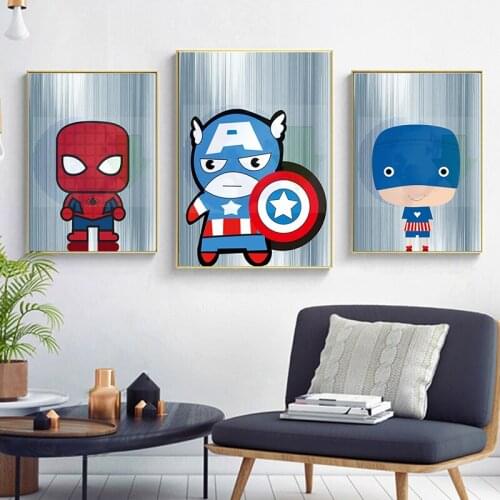 Marvel Cartoon Original Superhero Poster and Print Canvas Painting Art Mural Wall Art Picture Home Decoration Childrens Room