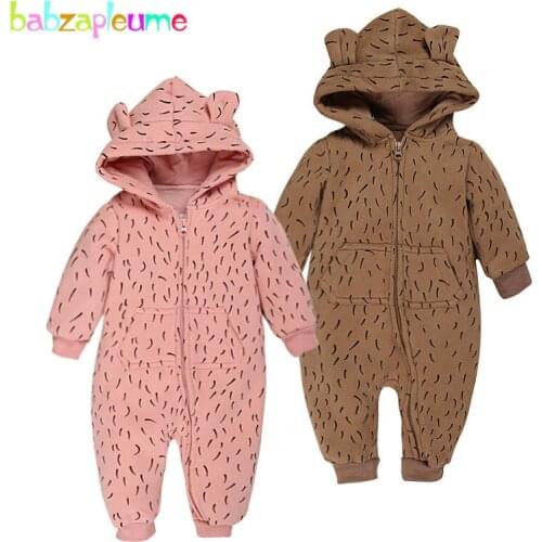 Autumn Winter Newborn Clothes Rompers For Baby Costume Infant Clothing Boys Girls Clothes Cartoon Cute Hooded Jumpsuit BC1661-1