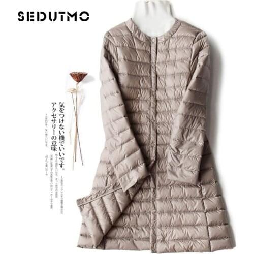 SEDUTMO Winter Plus Size 4XL Womens Down Jackets Ultra Light Duck Down Coat Long Puffer Jacket Black Autumn Parkas ED513