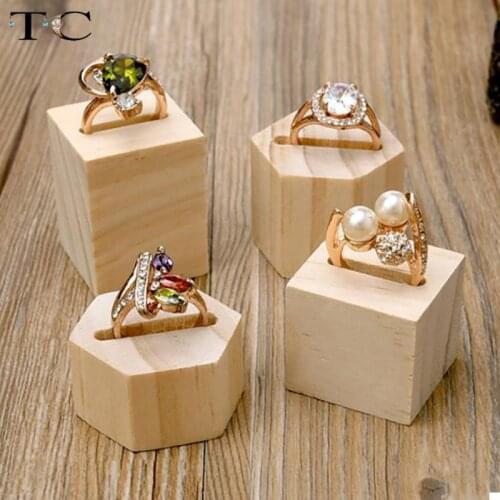 Luxury Bamboo Wood Jewelry Ring Display Stand Holder Jewelry Storage Rack Silver Ornaments Display Rack Ring Holder