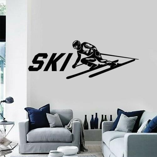 Skier Ski Club Skiing Winter Sport Snow Wall Stickers Vinyl Interior Home Decor Room Art Decoration Decals Removable Mural 4725