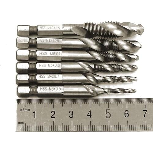 4341 Hex Shank HSS M3 M4 M5 M6 M8 M10 Drill Spindle Point Spiral Tap Twist Drill NC Woodwork Center Screw Metal drill Bit