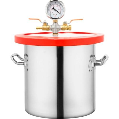Vacuum Chamber 1.5 /2 /3 /5 Gallon Stainless Steel Vacuum Degassing Chamber Glass Lid Heat Treated Silicone Lid Gasket