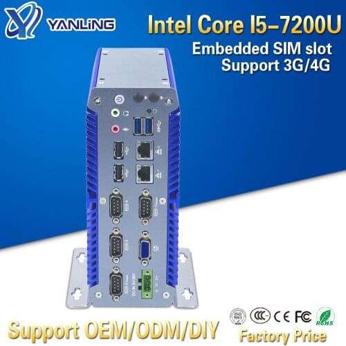 Yanling industrial Mini PC Blue ITX Case Intel Core i5 7200u Dual Lan Turbo Boost 3.1GHz Thin Client Support 9~36V wide voltage
