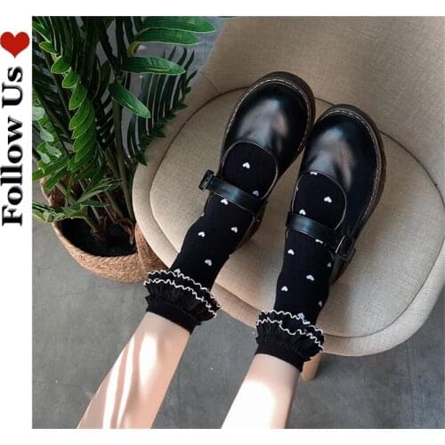 Japanese Harajuku Love Socks Female Lolita Double Layer Ruffled Cotton Socks Student Girl Cute Princess Dress Lace Socks Womens