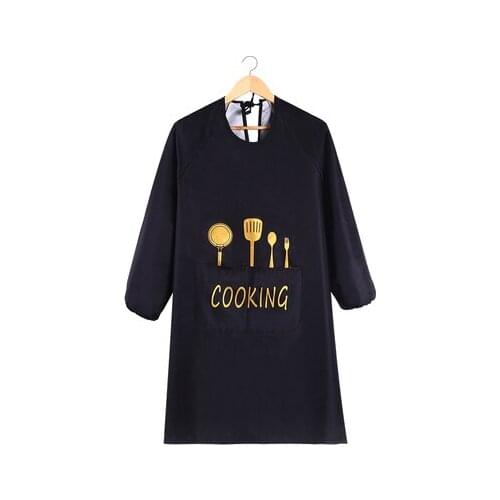 Womens overalls jackets plus cashmere adult autumn and winter waterproof and oil-proof household kitchen long-sleeved aprons