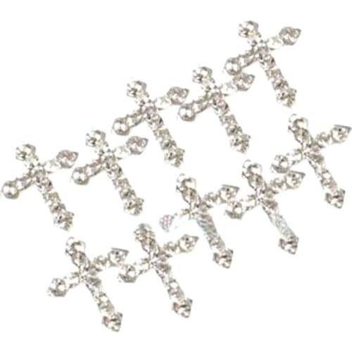 10Pcs Women 3D Nail Art Tips Decoration Cross Rhinestones Glitters Nail Stickers Nail Art Decal, DIY Tips, Blings Glitters, Beau