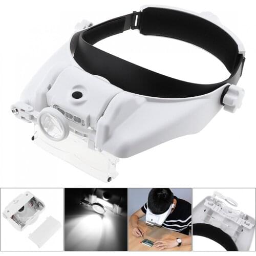11.5 X 6 Amplification Ratio Adjustable Headband Eyeglass Magnifier with 3 LED Lights for Reading Books / Drawing Handicraft
