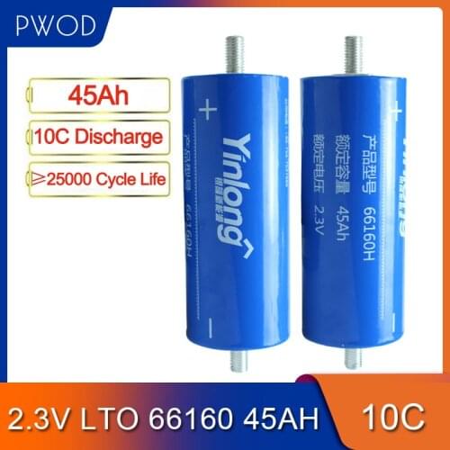 12pcs/Lot 45AH 66160 2.3V LTO Lithium Titanate Battery Cell for 12V 24V 36V 48V 60V 72V DIY EV Solar System Battery Pack