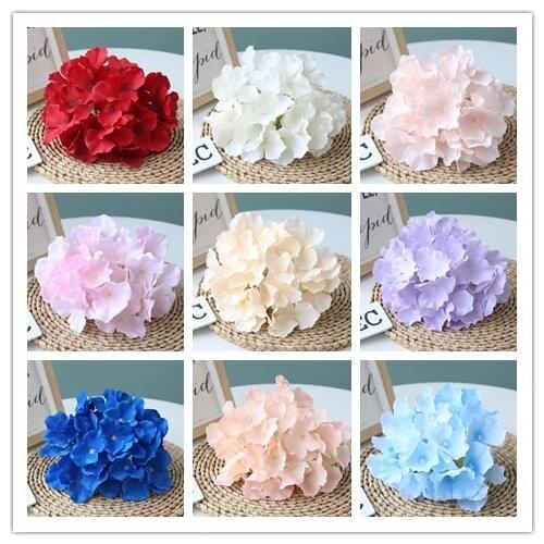 2pcs 12colors vivid big hydrangea flower heads silk artificial flowers amazing wedding home party backdrop diy decoration panel