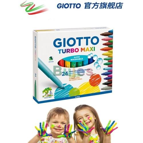 ESTUCHE 24 ROTULADORES GIOTTO TURBO MAXI SUPERLAVABLES,Safe Non-toxic, Washable, Non-volatile, Bulky Pen Head