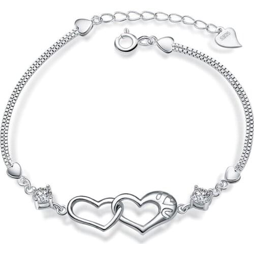 ASHMTIA 2109 Zircon Women Chain Heart Bracelet Fashion Gift For