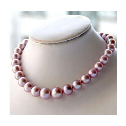 Free shipping >>>>noble jewelry elegant 11-12mm south sea round lavender pearl necklace 14k