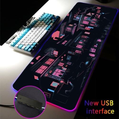 400*900MM Multi-interface Large RGB Gaming Mouse Pad Neon building Typec Interface Docking Mousepad Dock USB HUB Gamer Desk Mat