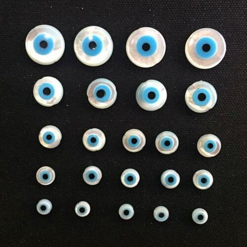 10Pcs/Lot Blue White Natural Pearl Bead Evil Eye Shell Beads For Making DIY Bracelet Necklace Jewelry Accessories 6/8/10/12/15mm