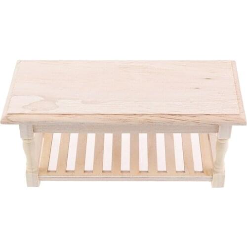 1:12 Mini Dollhouse Furniture Miniature Wooden Tea Table Mini Living Room Doll House Accessories Kid Pretend Play Toy