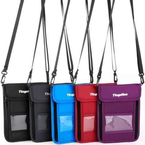 Travel Hanging Neck Passport Bag Waterproof Nylon Transparent ID Package Multifunction Money Ticket Wallet Unisex Portable Bag