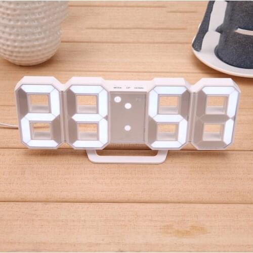 Digital Electronic Clock LED Table Clock Brightness Adjustable Alarm Clock Fashion Wall Hanging Clock with USB Cable Wall Clock
