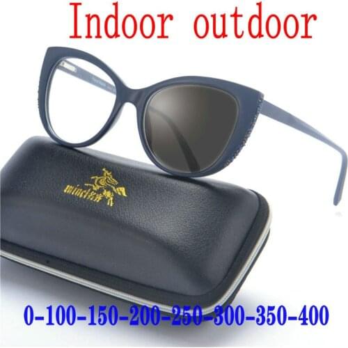 Photochromic Lenses Finished Myopia Glasses For Unisex Retro Color Sun Photochromic Myopia Eyewear 0 -1.0 -1.5 -To -4.0 FML