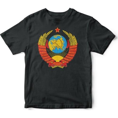 Coat of Arms Russian USSR CCCP Soviet Union National Emblem T-Shirt. Summer Cotton O-Neck Short Sleeve Mens T Shirt New S-3XL