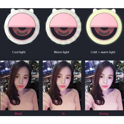 1PC Mini Selfie Ring Light LED Flash Phone Lens Light USB Rechargeable Clip Mobile Phone Fill Lamp Selfie Lights Luminous