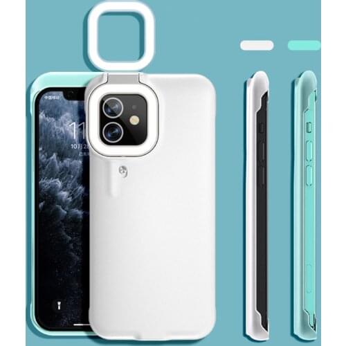JH Selfie Ring Light Cell Phone Case For IPhone 12 Pro Max 11 Phone Camera Led Ring Lamp Creative Flash Ring Case For IPhone 12