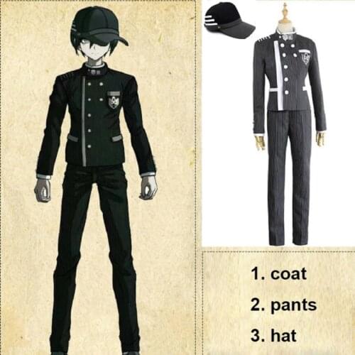 Custom Made New Danganronpa V3 Cosplay Saihara Shuichi Cosplay Costume Anime Game School Uniform Suit Outfit Coat + Pants + Hat