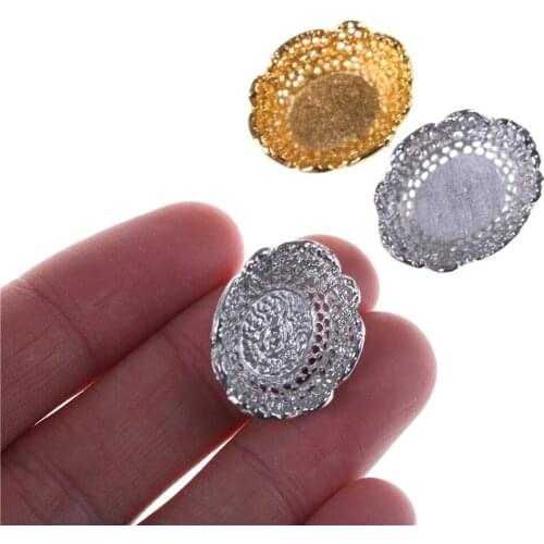 1pc 1/12 Dollhouse Mini Cake Stand Miniature Kitchen Fruit Dish Silver/Golden Dollhouse Accessories For Children Kid Kitchen Toy