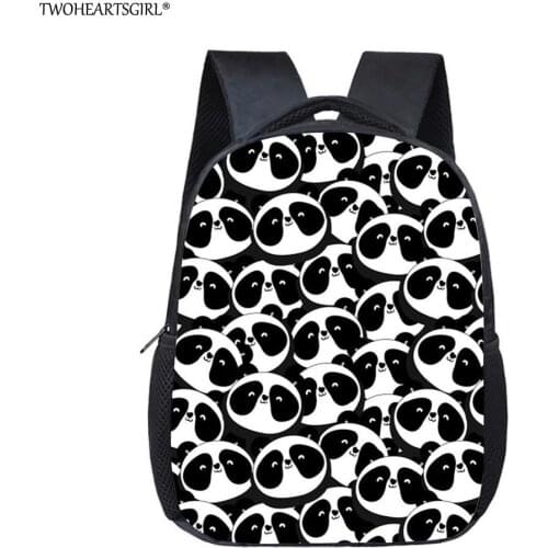 Twoheartsgirl 12inch Small Kindergarten Kids School Bags Cute Printing Panda Preschool Bookbag Toddler Baby Backpacks Mochila