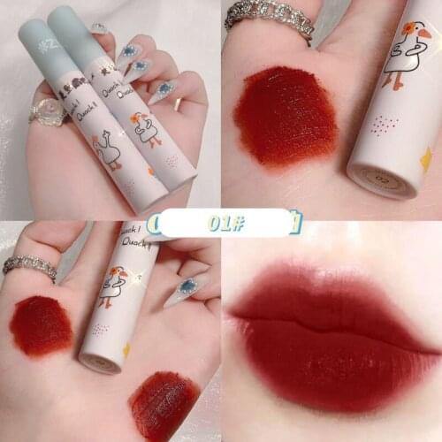 Matte Lipstick Waterproof Girls Cute Duck Misty Silky Lip Mud Velvet Lip Gloss Long Lasting Sexy Red Lip Makeup TSLM1