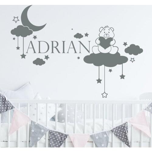 Bear cloud wall decal nursery name stickers for kids room love wall sticker girls decorative vinyl babies room T200411